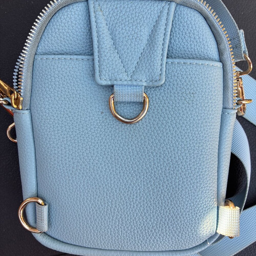 Kedzie Sky Blue Faux Leather Crossbody Purse Handbag
